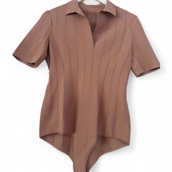 Alaia V-Neck Bodysuit - Blush l Size IT42 l NWT l $3146 MSRP - Picture 2 of 8